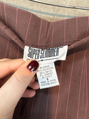Super Slimmer Wide-leg Dress Pants Burgundy Pink Pinstripes Size 6 Good Conditio 2