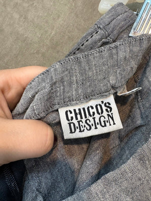 Chico's Design Women Trousers Gray Black Houndstooth Size 0 Good Condition Linen 2