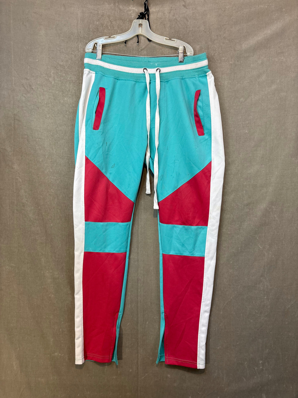 Superdry Track Pants Men Color Block Turquoise Red White Size L Good Condition