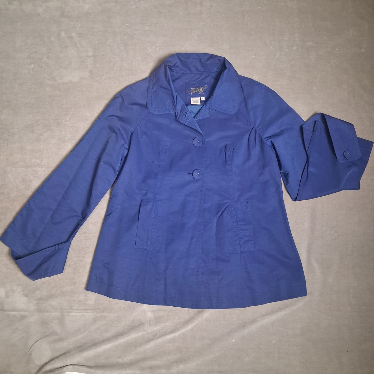 Live a Little Women's Blue Button Front Collared Jacket Coat Size M