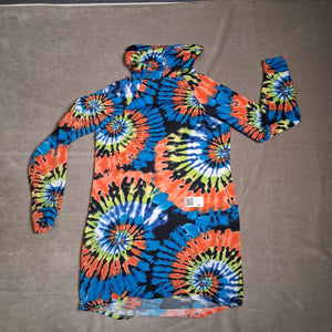 Almost Famous Women's Tie Dye Cowl Neck Fleece Sweater Dress M Pullover 4