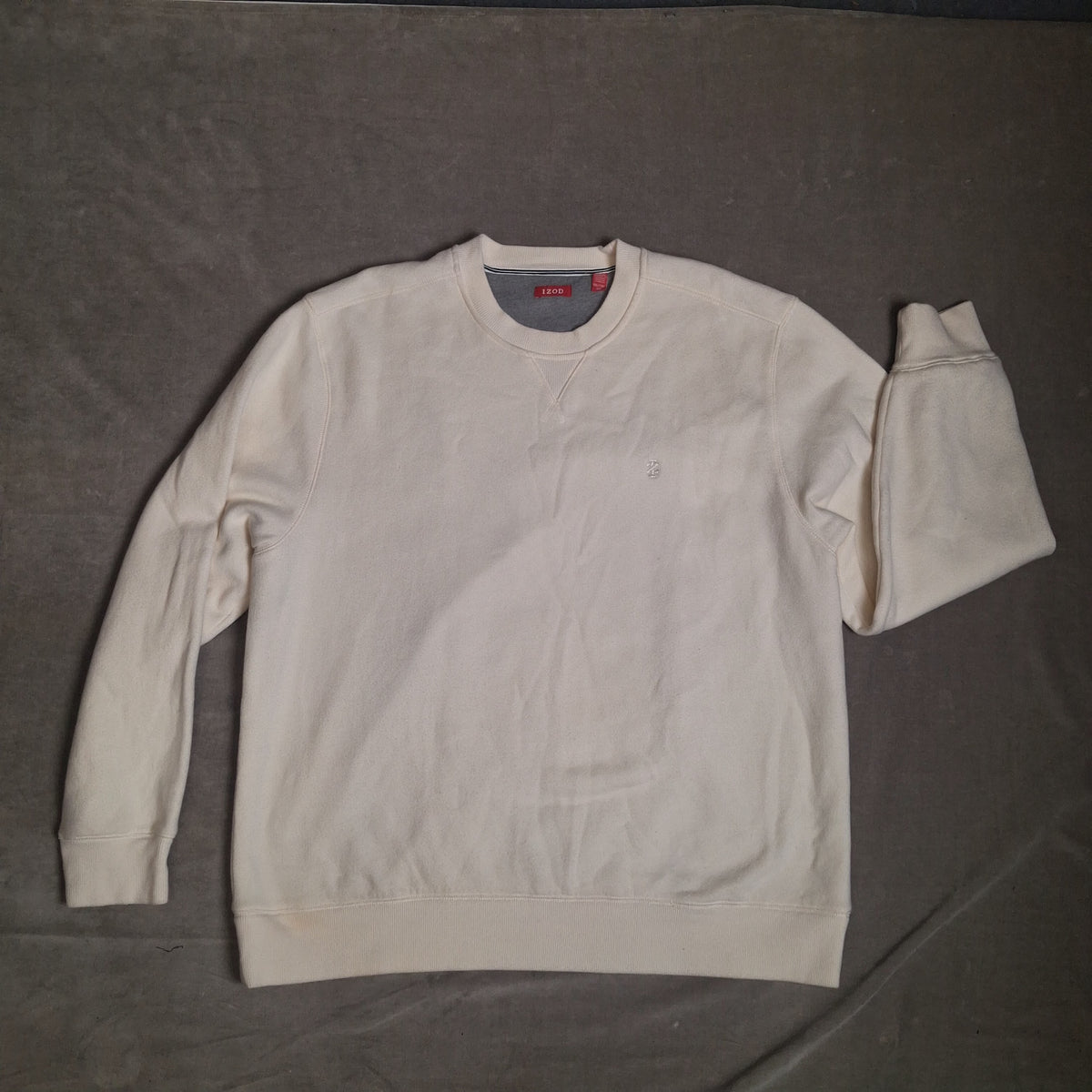 IZOD Mens Cream Logo Crewneck Pullover Sweatshirt Size XXL