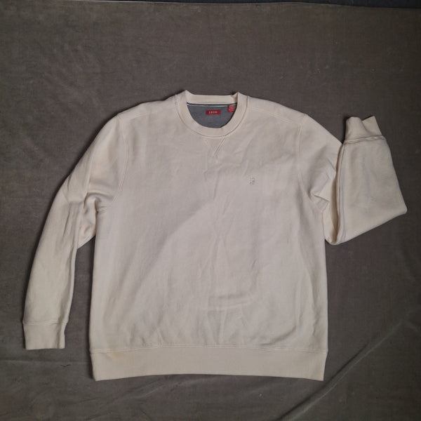 IZOD Mens Cream Logo Crewneck Pullover Sweatshirt Size XXL