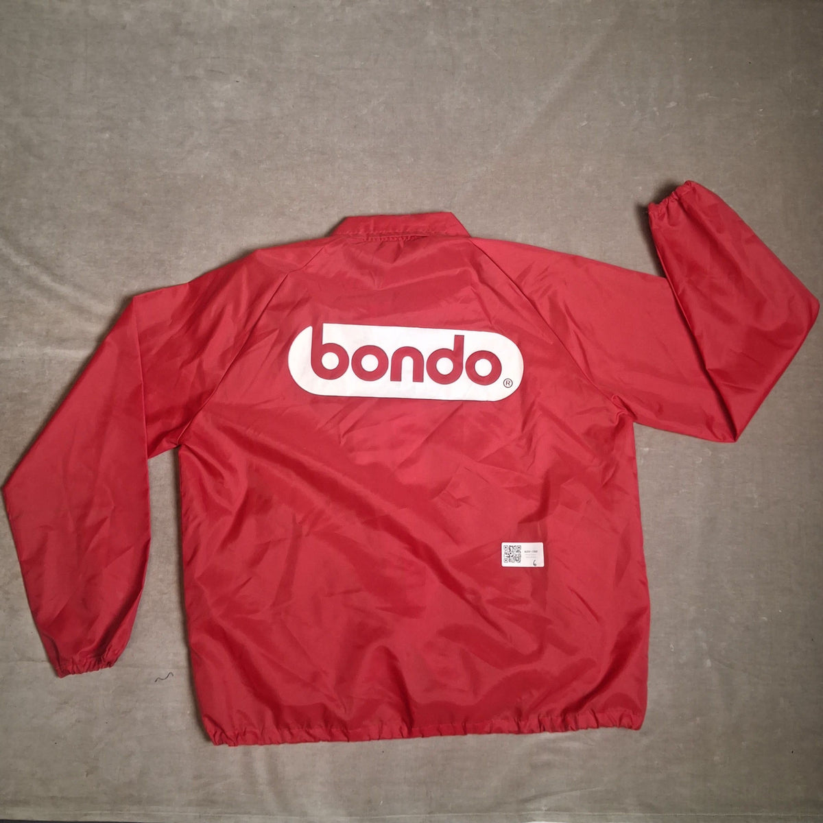 BONDO Brand Opuq Unisex Red Logo Windbreaker Jacket Snap Front Size M Y2K