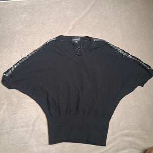 Frank Lyman Women's Black Rhinestone Dolman Sleeve Tunic Top Size XL 1