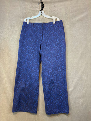 VS SPORT Dress Pants Blue Floral Scroll Pattern Size 8 Good Condition 97% Cotton 1