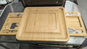 Bamboo Cheese Board Knife Gift Set Charcuterie Tray Wood Cutting Board Open Box 5