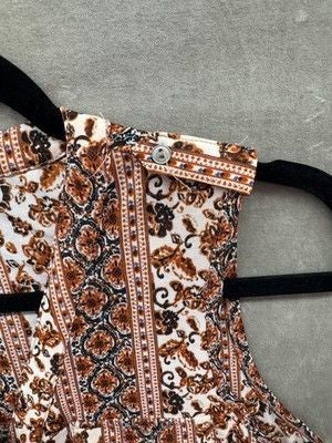 Siren Lily Womens Petite Small Brown White Sleeveless Button Up Boho Top Pre-Own 4
