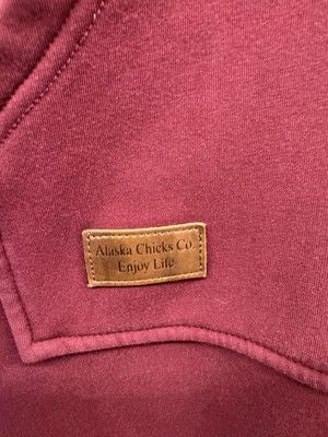 Alaska Chicks Co Hoodie Womens Medium Fleece Lined Full Zip Explore Tree AK 4