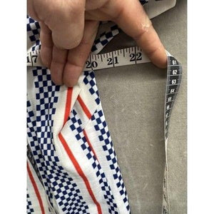 Vintage Stripe Shirt Womens Large Blue Red White Short Sleeve Mod Retro 70s Top 2