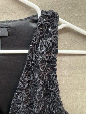 MM Couture Dress Womens Small Black Sequin Lace Sleeveless Cocktail Mini Pre-Own 2