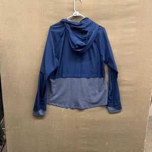 Avia Women's Hooded Windbreaker Jacket Full Zip Blue Gray Size Large Pre-Owned E 3
