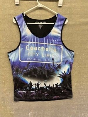 Coachella City Limit Shirt Mens Large Blue Music Festival Crowd Graphic Tank Top 1