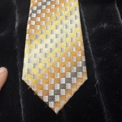 Alexander Julian Colours Tie Mens Geometric Check Woven Polyester Dress Necktie