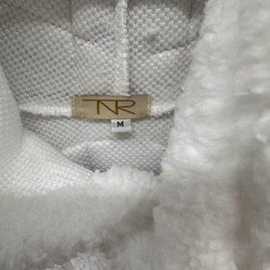 TNR Hoodie Womens Medium White Sherpa Fleece Dinosaur Spikes Kangaroo Pocket 3