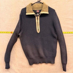 Nick Danger Sweater Mens Large Charcoal Quarter Zip Cotton Knit Contrast Collar 3