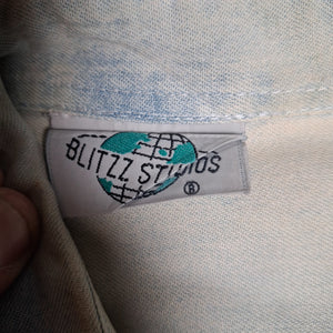 Looney Tunes Embroidered Denim Shirt Men's Light Blue BLITZZ Size M 3