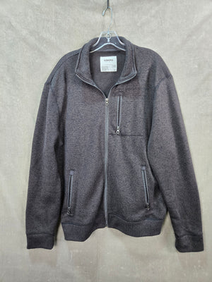 Sonoma Mens Dark Gray Full Zip Fleece Jacket Zip Pockets Size XL 1