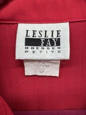 Vintage Leslie Fay Dress Womens 8P Pleated Shirtwaist Short Sleeve Made USA 80s 2