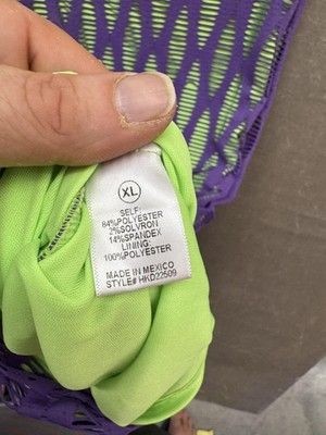 Fashion Nova Dress Womens XL Purple Green Mesh Cutout Bodycon Maxi Clubwear 1