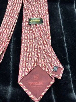 Dormeuil Silk Tie Mens Burgundy Red Gold Geometric Pattern Made in France Luxury 2