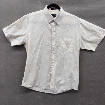 Park Place Mens Shirt White Short Sleeve Button Up Large Pre-Owned Good Conditio