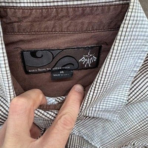 Prana Mens Medium Brown Plaid Short Sleeve Button Front Shirt Pre-Owned 3