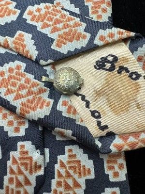 A L Brown Vintage Silk Necktie Mens Geometric Pattern Made In Italy 1950s Pre-Ow 3