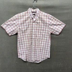 Van Heusen Shirt Mens Medium Red White Plaid Button Down Short Sleeve Casual 3