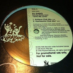 DJ Dado featuring Michelle Weeks Give Me Love 12" Vinyl Record 3