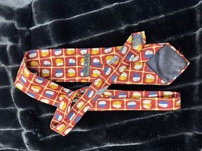 Ermenegildo Zegna Silk Geometric Mens Tie 58in Pre-Owned Made in Italy