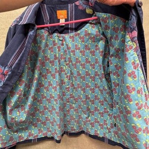 Hearts of Palm Jacket Womens 18 Blue Floral Embroidered Button Front Lined 5