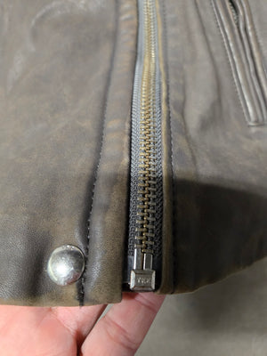 IRO Women Gray Lamb Leather Biker Jacket Size FR 40 Good Condition 3