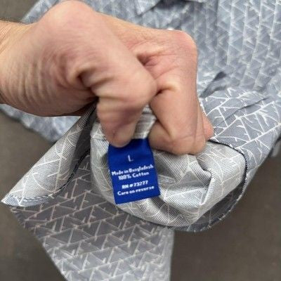 Apt. 9 Shirt Mens Large Blue White Geometric Short Sleeve Button Up Casual