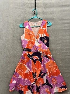 Banana Republic Dress Womens 4 Floral Sleeveless V Neck Pockets Summer Casual Pr