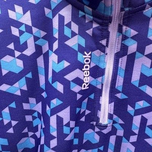 Reebok Sweatshirt Mens XL Purple Quarter Zip Geometric Print Pre-Owned Excellent 4