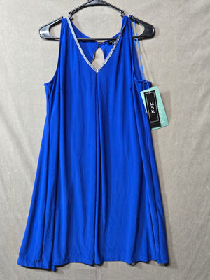 MSK Women's Royal Blue Rhinestone Trim Swing Dress Keyhole Back Size M NWT 1