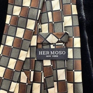 Hermoso Tie Mens Classic Geometric Squares Silk Neckwear Wide Dress Business For 3