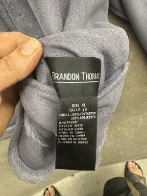 Brandon Thomas Jacket Mens XL Gray Sherpa Fleece Faux Fur Soft Cozy Button Up 4