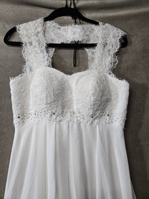 AbaoWedding Ivory Chiffon Wedding Dress Beaded Lace Bodice Lace-Up Back US 6 2