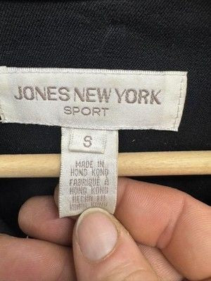Jones New York Jacket Womens Small Black Full Zip Four Pocket Sport Stretch 90s 2