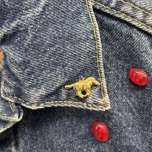 Vintage Levis Jacket Kids Small Blue Denim Custom Western Embroidery Gold 90s 3
