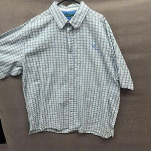 Rocawear Shirt Mens 4XL Blue Green Plaid Button Up Short Sleeve Casual Oversized 3