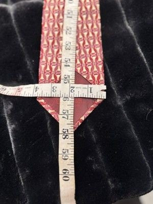 Dormeuil Silk Tie Burgundy Red Gold Geometric Pattern Pre-Owned Made in France 5