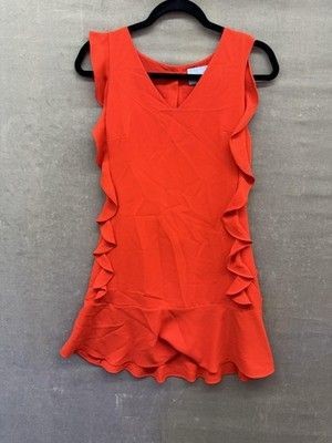 CeCe Cynthia Steffe Dress Womens 0 Red Ruffle Sleeveless V Neck Cocktail Party 3