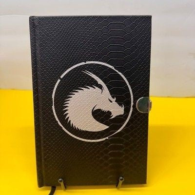 Black Faux Snakeskin Dragon Journal Silver Clasp Hardcover Notebook Pre-Owned