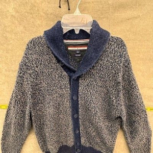Tommy Hilfiger Sweater Mens Medium Blue Shawl Collar Cardigan Button Front Knit 4
