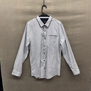 Coastal Shirt Mens XL White Blue Pattern Button Up Long Sleeve Modern Casual 1