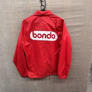 Bondo Jacket Mens Large Red Coaches Windbreaker Snap Front Advertising Made USA 4