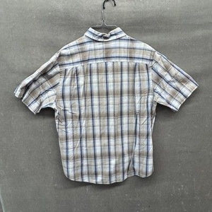 Dockers Shirt Mens Medium Brown Blue Plaid Short Sleeve Button Up Casual Cotton 2